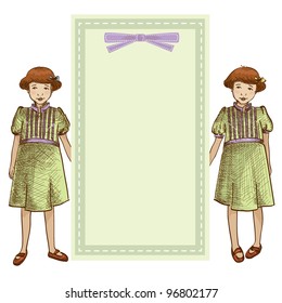 Vector illustration (template) with twin sisters realized in graphic style