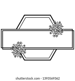 Vector illustration template walpaper with flower frame style hand drawn