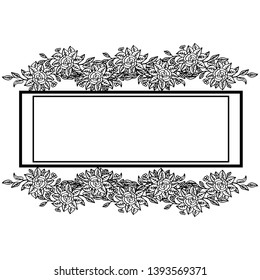 Vector illustration template walpaper with flower frame style hand drawn