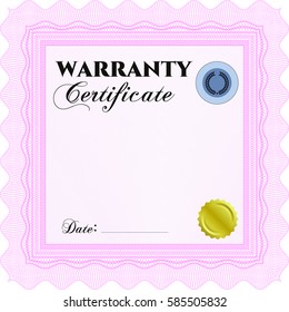 Vector illustration of Template Warranty certificate in pink icon
