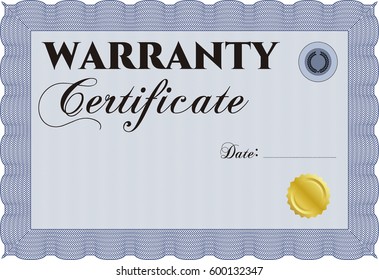 Ilustración vectorial del certificado de garantía de plantilla. Con un fondo de calidad. Diseño superior. Borde, marco. 
