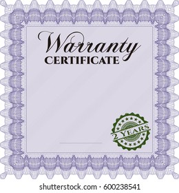 Vector illustration of Template Warranty certificate. Border, frame. With quality background. Superior design. 
