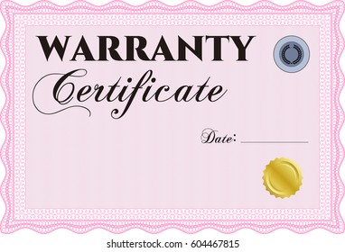 Vector Illustration of Template Warranty certificate in Pink Color
