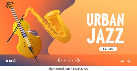 Vector illustration, template for web banner, landing page with live music, radio, for internet users