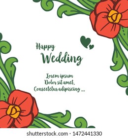 Vector illustration template will you marry me with ornate frame fllower red and leaves green