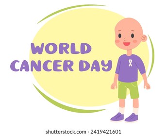 A vector illustration template for World Cancer Day. Health concert and health care