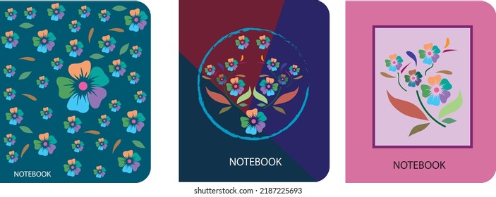 Vector illustration templates cover pages for notebooks, floral based design, Trendy covers set, Flowers wallpapers