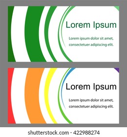 Vector Illustration.Two Templates for Visiting Cards, Labels, Fliers, Banners, Badges, Posters, Stickers and Advertising Actions. Concave Stripes Decor. Green and Colorful Pattern.