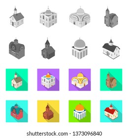 Vector illustration of temple and historic icon. Collection of temple and faith stock vector illustration.