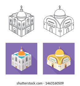 Vector illustration of temple and historic icon. Collection of temple and faith vector icon for stock.