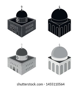 Vector illustration of temple and historic logo. Collection of temple and faith stock symbol for web.