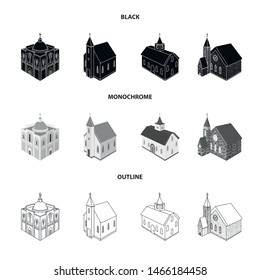 Vector illustration of temple and historic logo. Collection of temple and faith stock symbol for web.