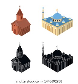 Vector illustration of temple and historic sign. Collection of temple and faith vector icon for stock.