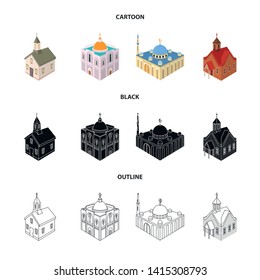 Vector illustration of temple and historic symbol. Set of temple and faith stock symbol for web.