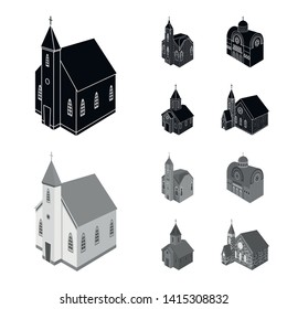Vector illustration of temple and historic symbol. Collection of temple and faith vector icon for stock.