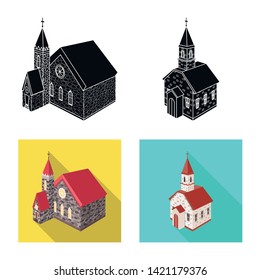 Vector illustration of temple and historic symbol. Collection of temple and faith stock symbol for web.