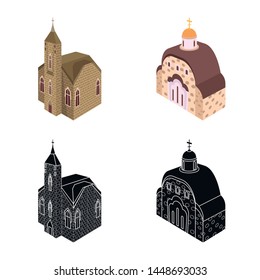 Vector illustration of temple and historic symbol. Set of temple and faith stock vector illustration.