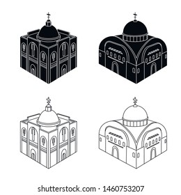 Vector illustration of temple and historic symbol. Set of temple and faith vector icon for stock.