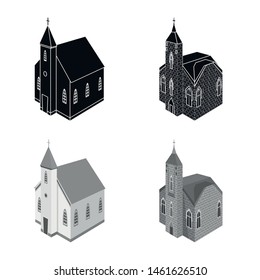 Vector illustration of temple and historic symbol. Set of temple and faith stock vector illustration.