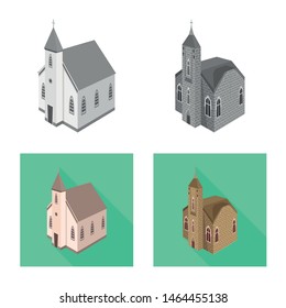 Vector illustration of temple and historic symbol. Collection of temple and faith vector icon for stock.