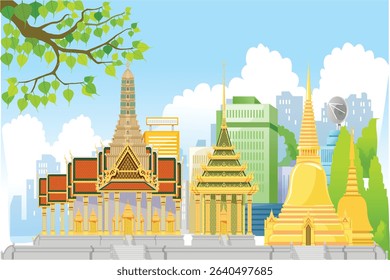 Vector illustration of a temple, an important religious site in Thailand, a spiritual shelter. vector ai file for graphics.