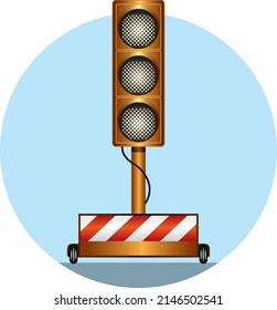 Vector illustration of temporary Roadworks Traffic Light.