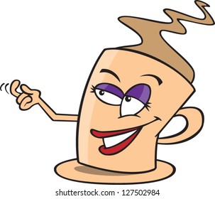 A vector illustration of tempting cartoon coffee mug