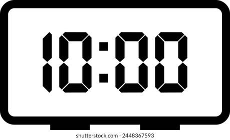 Vector illustration of ten o'clock digital clock icon sign and symbol. colored icon for website design .Simple design on transparent background (PNG).