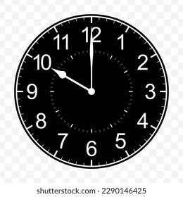 Vector illustration of ten o'clock icon sign and symbol. Black icons on transparent background (PNG).