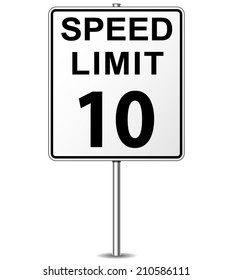 Vector illustration of ten speed limit signpost