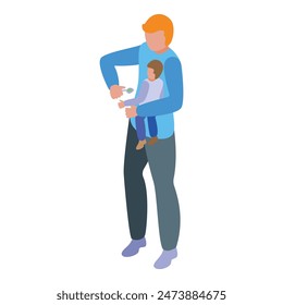Vector illustration of a tender moment between a caring father and his infant child in a comforting embrace