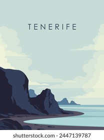 Vector illustration. Tenerife. Poster design, postcard, travel banner, cover. Tourism, travel. Modern style.