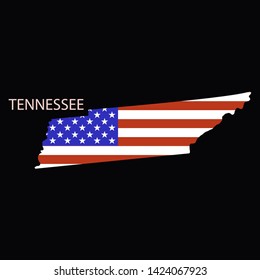 Vector illustration of tennessee county state with US united states flag as a texture suitable for a map logo or design purposes