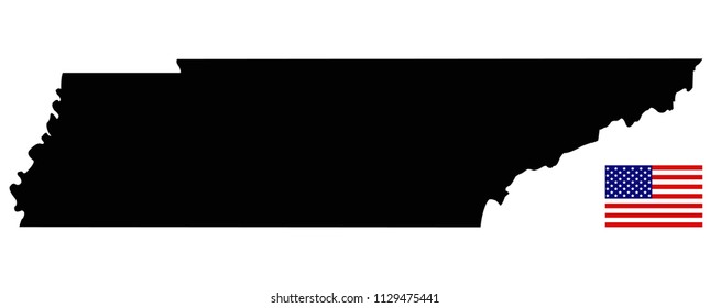 vector illustration of Tennessee map with USA flag