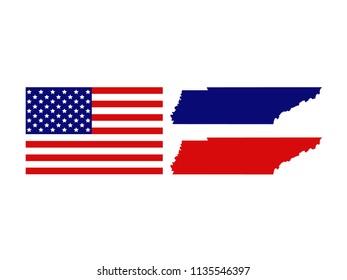 vector illustration of Tennessee maps with USA flag