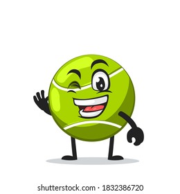 vector illustration of tennis ball mascot or character with nice hand