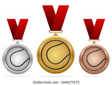 Vector illustration of tennis ball medals series.