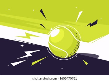 Vector illustration of a tennis ball on a tennis court