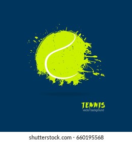 Vector illustration tennis ball (retro, grunge, spray). Design print for T-shirts. Element sports for the poster, banner, flyer.