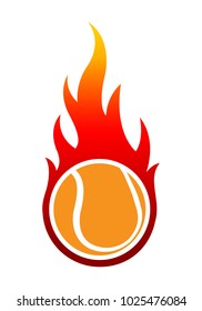 Vector illustration of tennis ball with simple flame shape. Ideal for sticker, decal, sport logo and any kind of decoration.