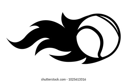 Vector illustration of tennis ball with simple flame shape. Ideal for sticker, decal, sport logo and any kind of decoration.