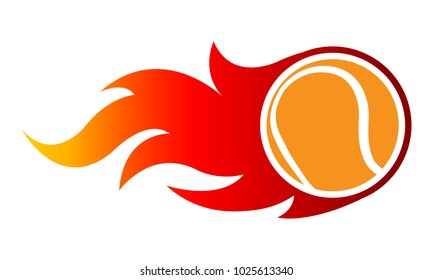Vector illustration of tennis ball with simple flame shape. Ideal for sticker, decal, sport logo and any kind of decoration.
