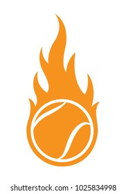 Vector illustration of tennis ball with simple flame shape. Ideal for sticker, decal, sport logo and any kind of decoration.