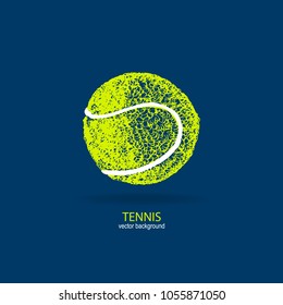 Vector illustration tennis ball, sketch, hand drawing. Design print for T-shirts. Element sports for the poster, banner, flyer.