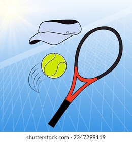 Vector illustration of a tennis ball in a stadium