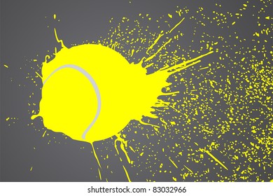 vector illustration (tennis ball with yellow splashes)