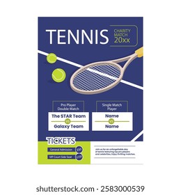 Vector illustration of tennis charity match flyer poster template design