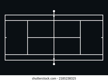 Vector illustration of a tennis court and all field markings