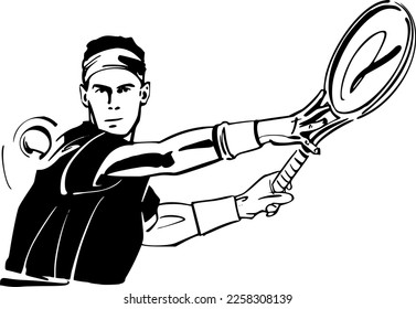 vector illustration of the tennis player with racket