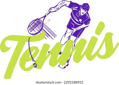 Vector illustration of the tennis playerwith ball